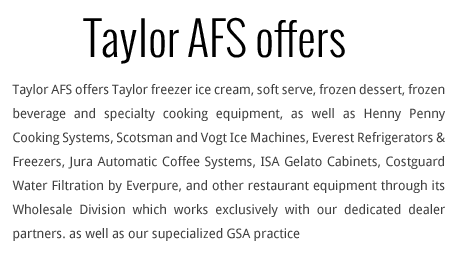 Taylor AFS - Taylor Freezer, Henny Penny & more.